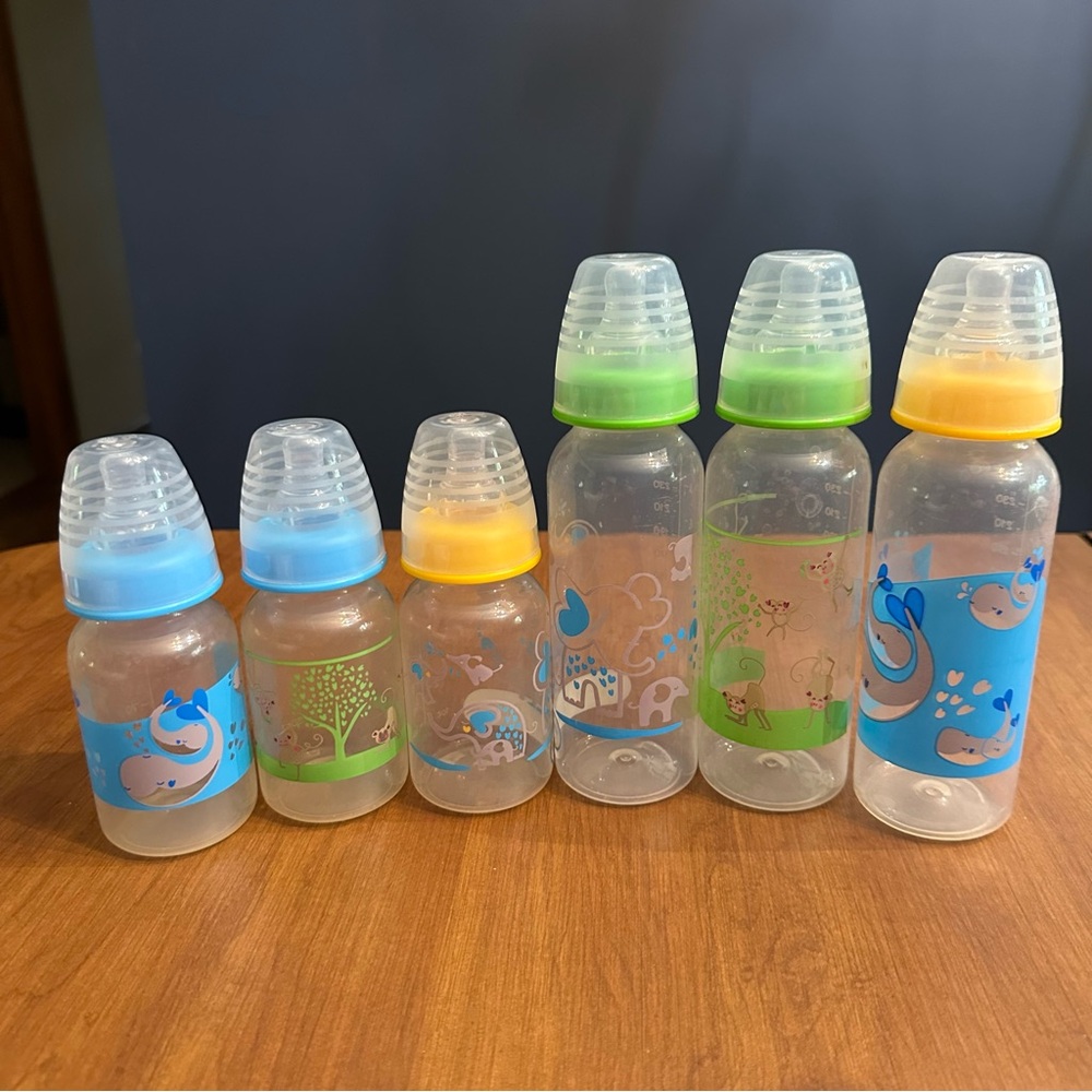 Animal Print Baby Bottle Bundle - 9oz and 5oz w/ caps and nipples